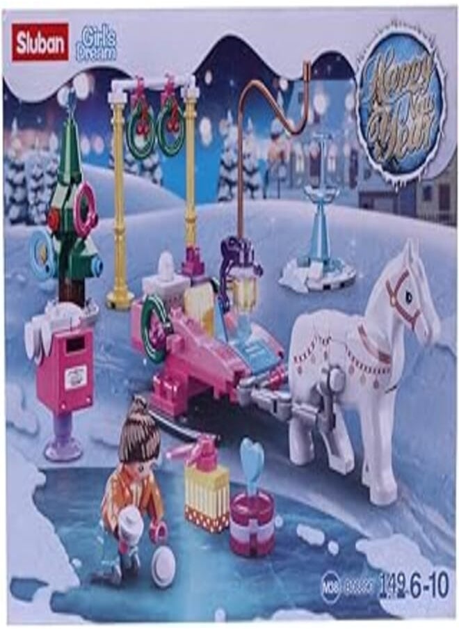 Building and Installing Toy in the Form of a Car with a Horse in Snow, 149 Pieces 