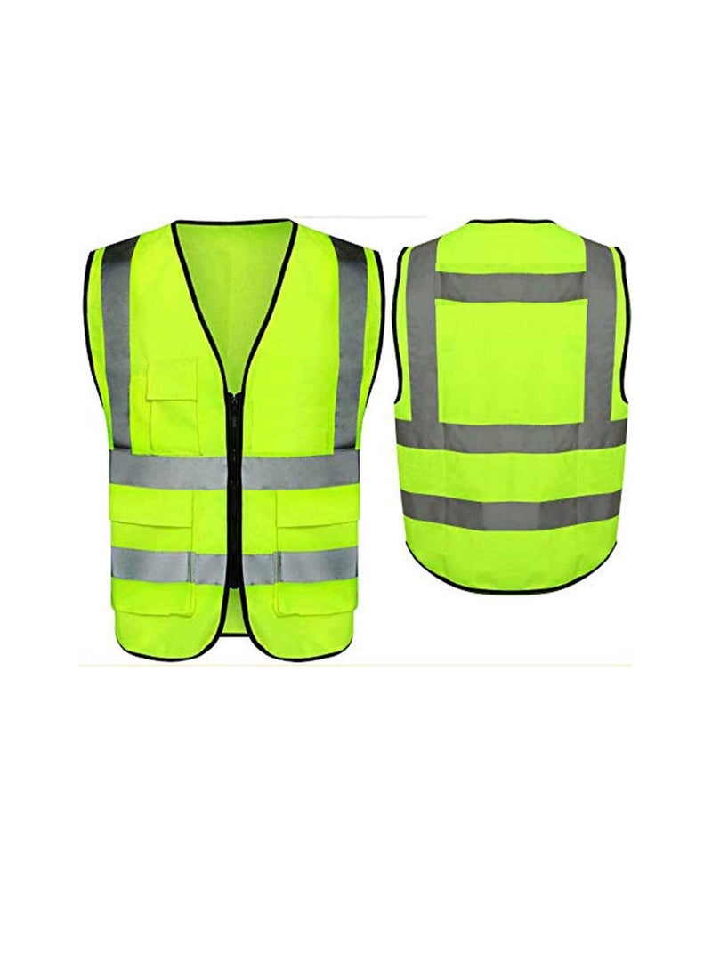 Generic High Visibility Reflective Safety Vest Waist Coat Jacket Workwear Executive Zip 2 Band Security Mobile Phone Pocket ID Holder (XL)  - Image 1