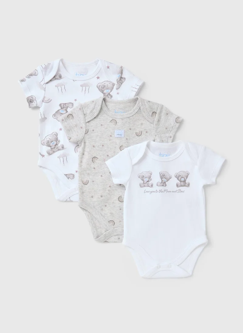 Matalan Tiny Tatty Teddy 3 Pack White Bodysuits