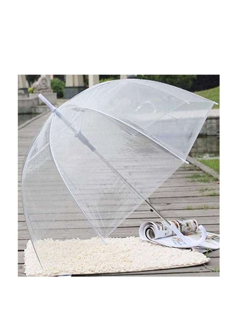 A transparent rain umbrella that opens automatically in the shape of a dome, watching the rain grains wonderfully, suitable for both sexes