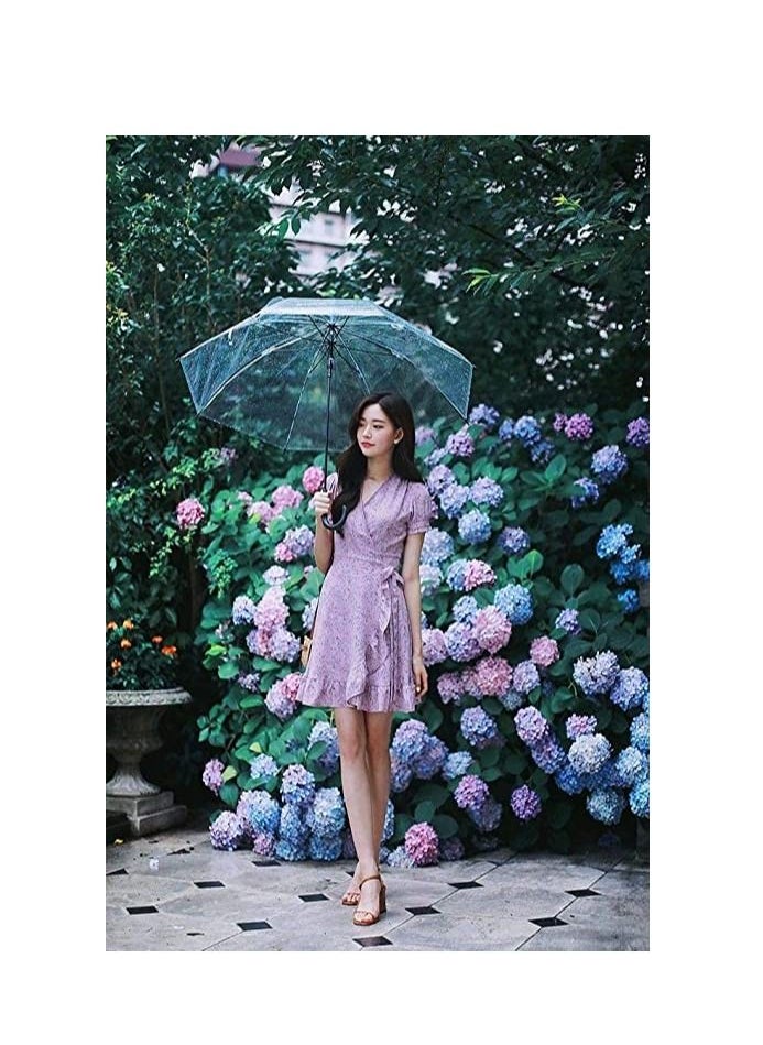 A transparent rain umbrella that opens automatically in the shape of a dome, watching the rain grains wonderfully, suitable for both sexes