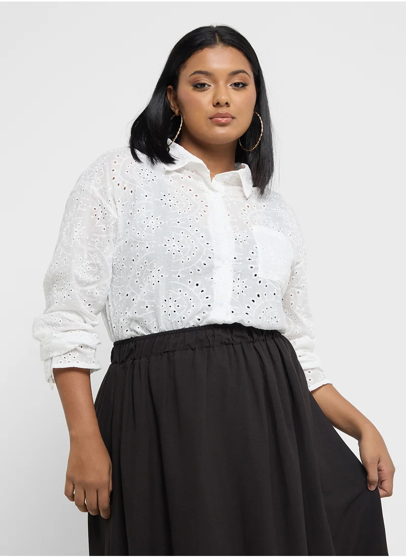 Ginger Plus Openwork Relaxed Fit Shirt