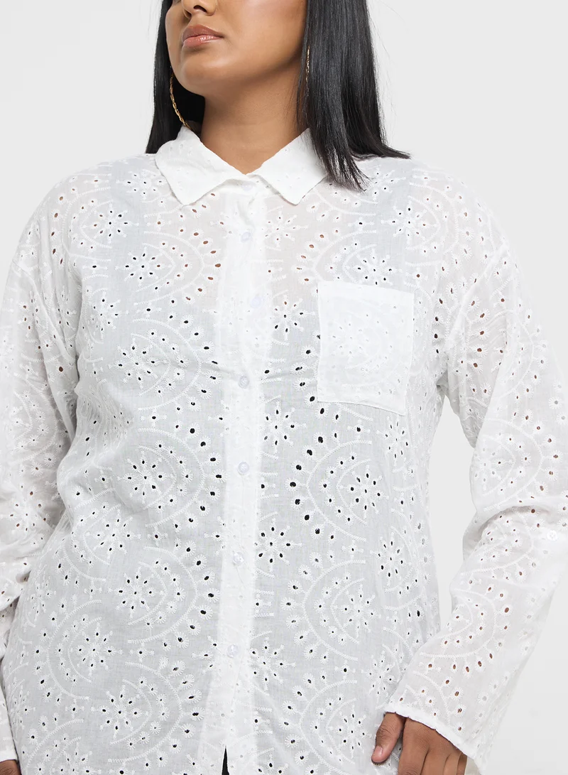 Ginger Plus Openwork Relaxed Fit Shirt