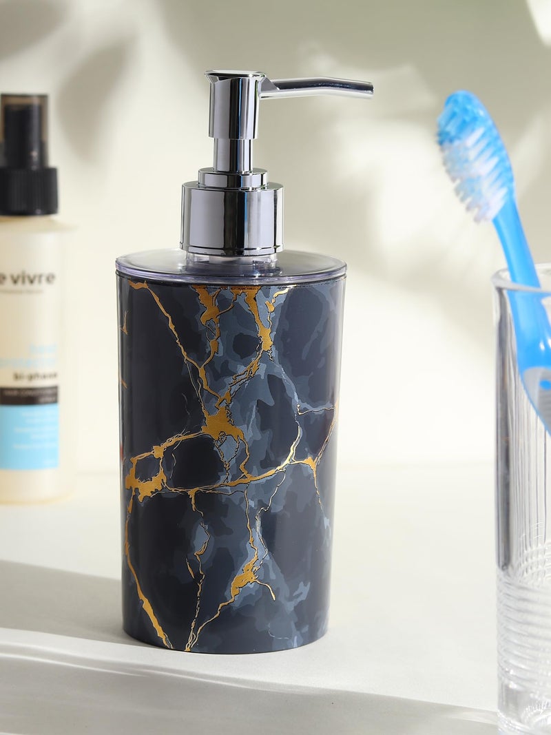 BATH GURU BG-SDB 09 Marble Textured Liquid Soap Dispenser for Bathroom Wash Basin, Plastic Countertop Dispenser Bottle for Shampoo, Conditioner, Facial Cleanser, Lotion, Body Soap 300 Ml (Black) - Image 1