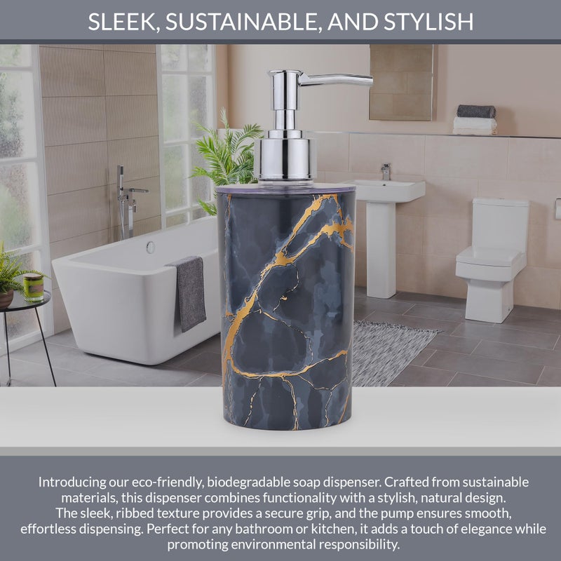 BATH GURU BG-SDB 09 Marble Textured Liquid Soap Dispenser for Bathroom Wash Basin, Plastic Countertop Dispenser Bottle for Shampoo, Conditioner, Facial Cleanser, Lotion, Body Soap 300 Ml (Black) - Image 4
