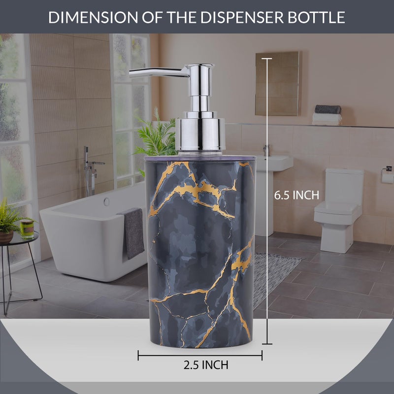 BATH GURU BG-SDB 09 Marble Textured Liquid Soap Dispenser for Bathroom Wash Basin, Plastic Countertop Dispenser Bottle for Shampoo, Conditioner, Facial Cleanser, Lotion, Body Soap 300 Ml (Black) - Image 3