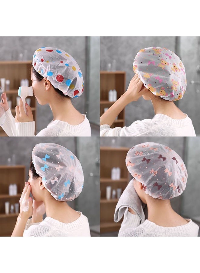 Reusable Waterproof Shower Cap for Women – Elastic Hair Protection Bath Cap with Cute Printed Design - Image 1