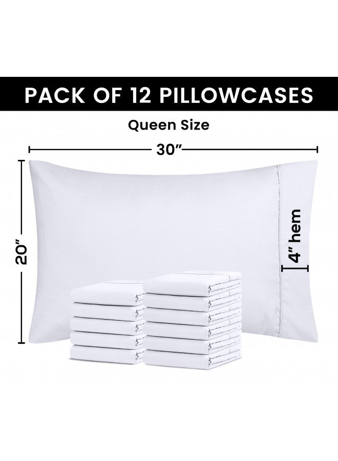 Utopia Bedding Utopia Bedding Queen Pillowcases - 12 Pack - Bulk Pillowcase Set - Envelope Closure - Soft Brushed Microfiber Fabric - Shrinkage and Fade Resistant Pillow Covers 20 x 30 Inches (Queen, White) - Image 3