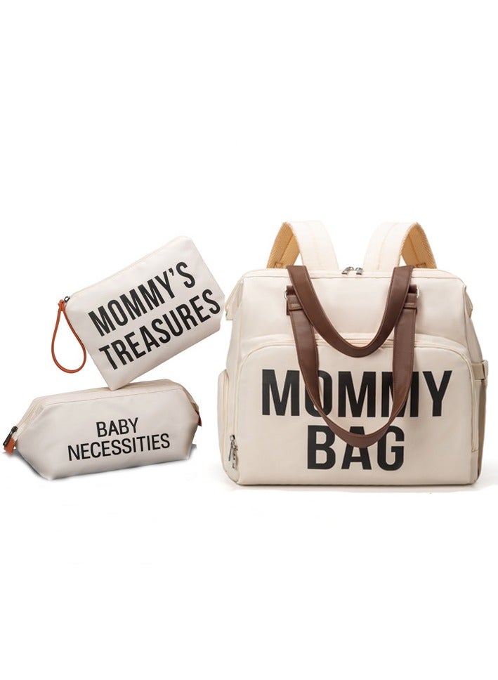 Mama Tote Bag Maternity Diaper Mommy Large Capacity Bag Women Nappy Organizer Stroller Bag Baby Care Travel Backpack Mom Gifts,beige - Image 1