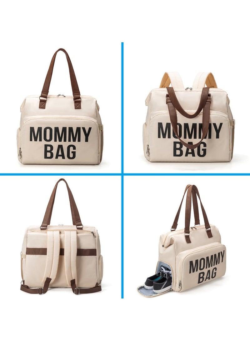 Mama Tote Bag Maternity Diaper Mommy Large Capacity Bag Women Nappy Organizer Stroller Bag Baby Care Travel Backpack Mom Gifts,beige - Image 4