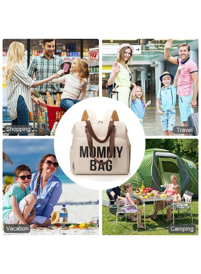 Mama Tote Bag Maternity Diaper Mommy Large Capacity Bag Women Nappy Organizer Stroller Bag Baby Care Travel Backpack Mom Gifts,beige - Image 5