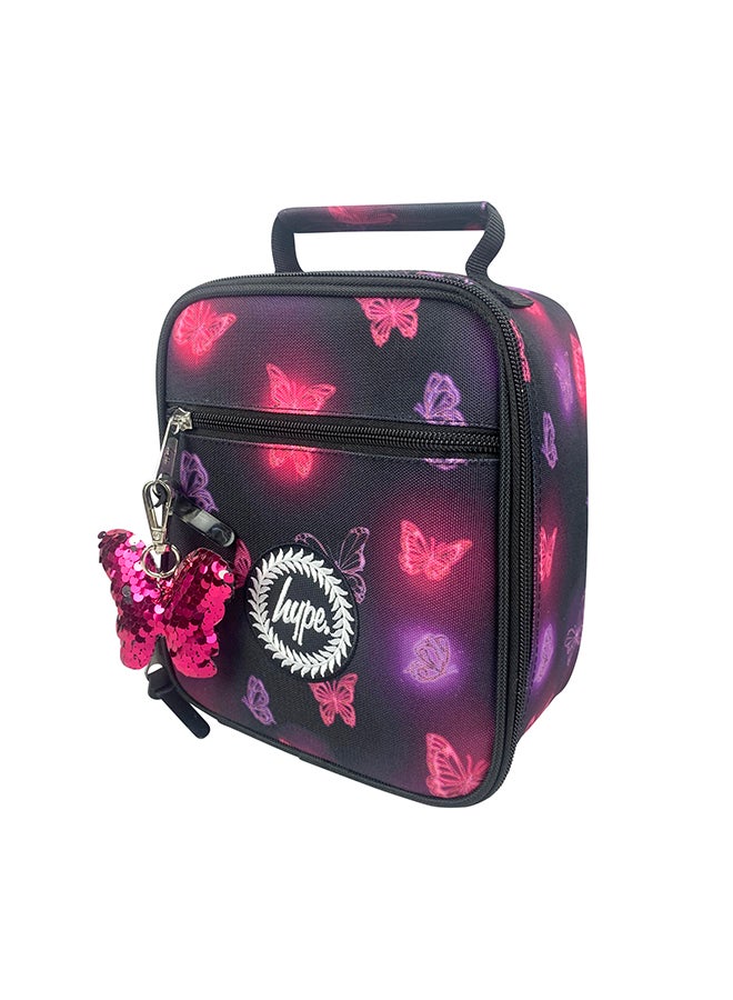 Hype Lunch Bag Insulated Pink & Purple Glow Butterfly - Image 1