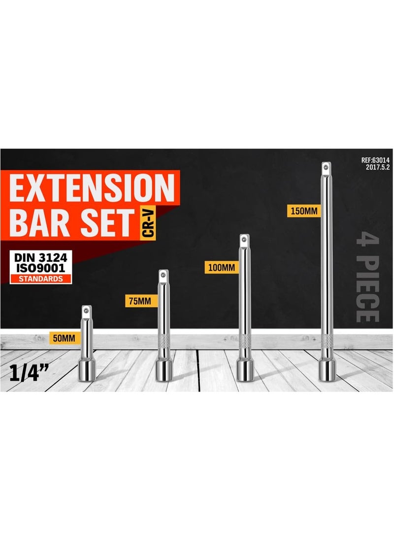 يا كومز 1/4 "مجموعة امتداد المقبس - Yakumuz 4PCS محرك المقبس ربع بوصة امتداد بار مجموعة 2" / 50 مم ، 3" / 75 مم ، 4" / 100 مم ، 6" / 150 مم CR-V مادة دائمة - Image 3