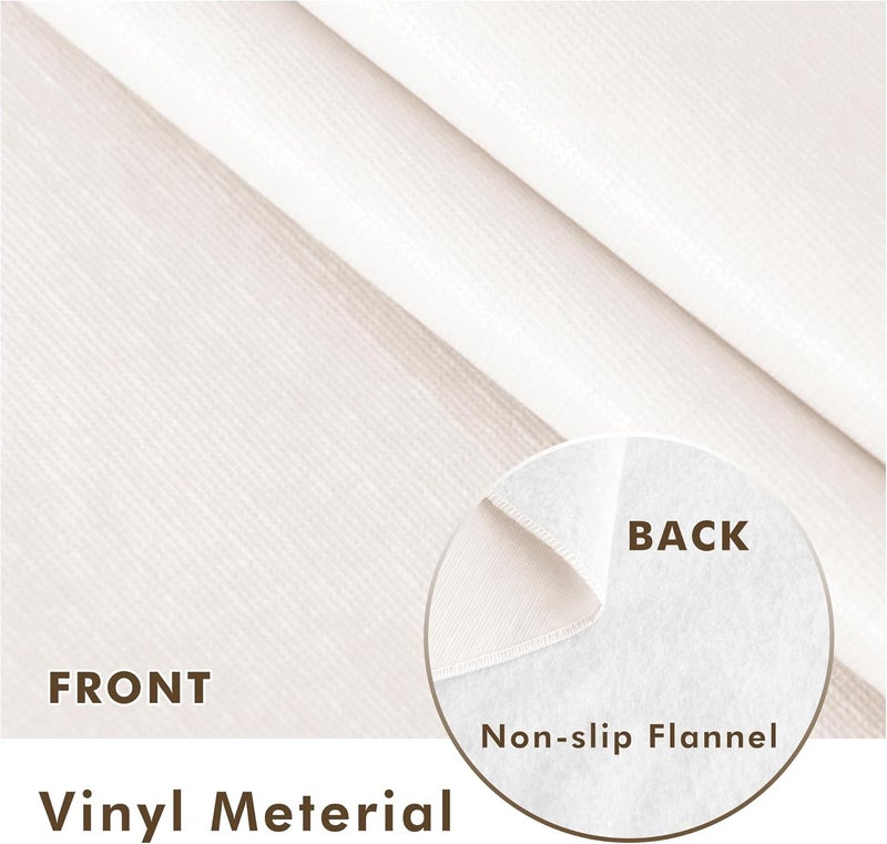 Nasitos 2 Pack Plastic Vinyl Tablecloths, 60x84 Inch, Beige, Reusable, Waterproof, Flannel Backed, Fits 6-8 Seats, Perfect for Bridal Shower, Wedding, Holiday Dinner - Image 3