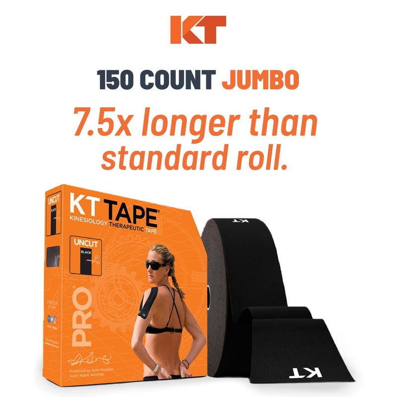 KT TAPE شريط KT، شريط كينيسيو للياقة البدنية الاصطناعي PRO، 125' لفة غير مقطوعة، بيج خفي - Image 3