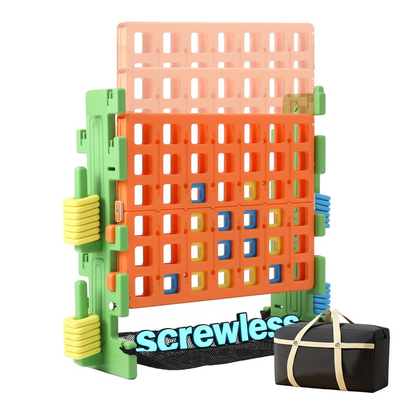 SDADI Screwless Giant 4inaRow Game Set with BlockStyle Assembly Adjustable Height 4toScore Connect Game Portable Family Yard Game for Indoor Outdoor Play - Image 3