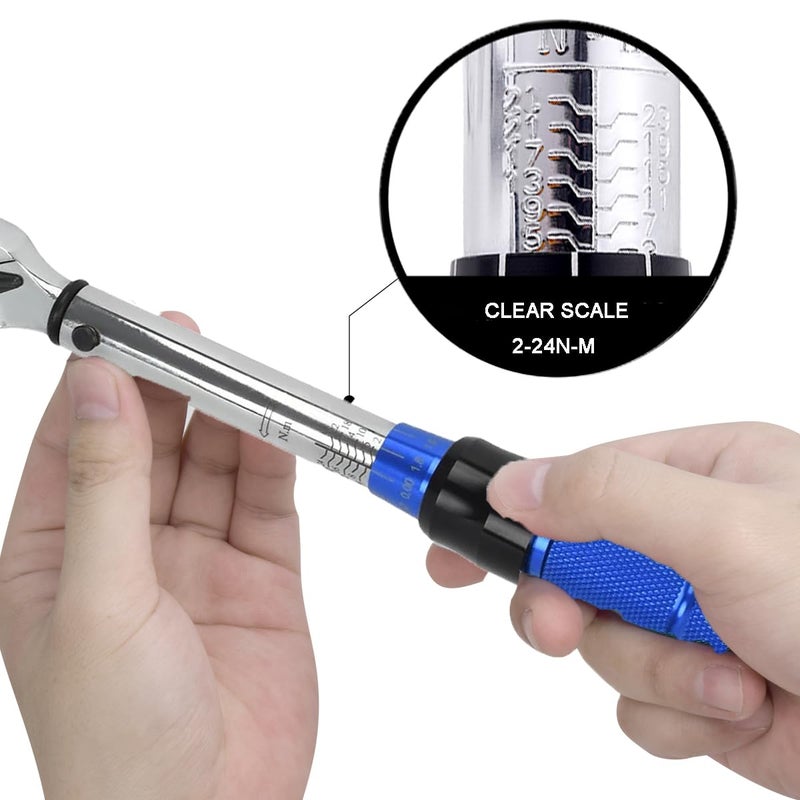 COTOUXKER Bike Torque Wrench Set, 1/4 Inch Drive Torque Wrench 2 to 24 Nm Bicycle Tool Kit for MTB Mountain Road Bikes with Allen Key, Torx Sockets, Extension Bar - Image 5