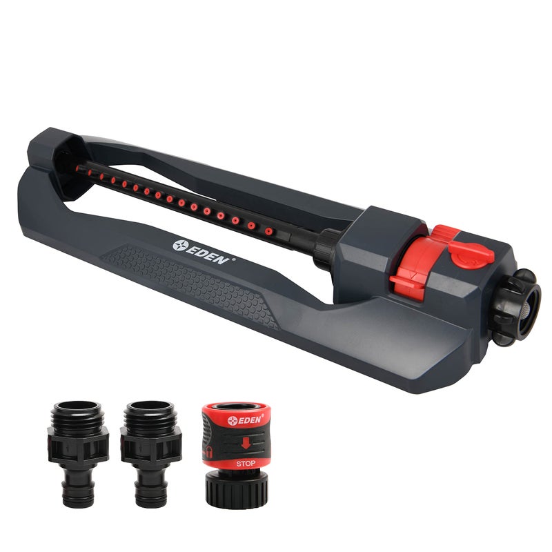 Eden 94105 Weighted Oscillating Sprinkler | Covers Up to 3,600 sq. ft., 16 Precision Nozzles, Adjustable Range, Flow Control, Turbo Drive Motor, Quick Connect Bundle - Image 1