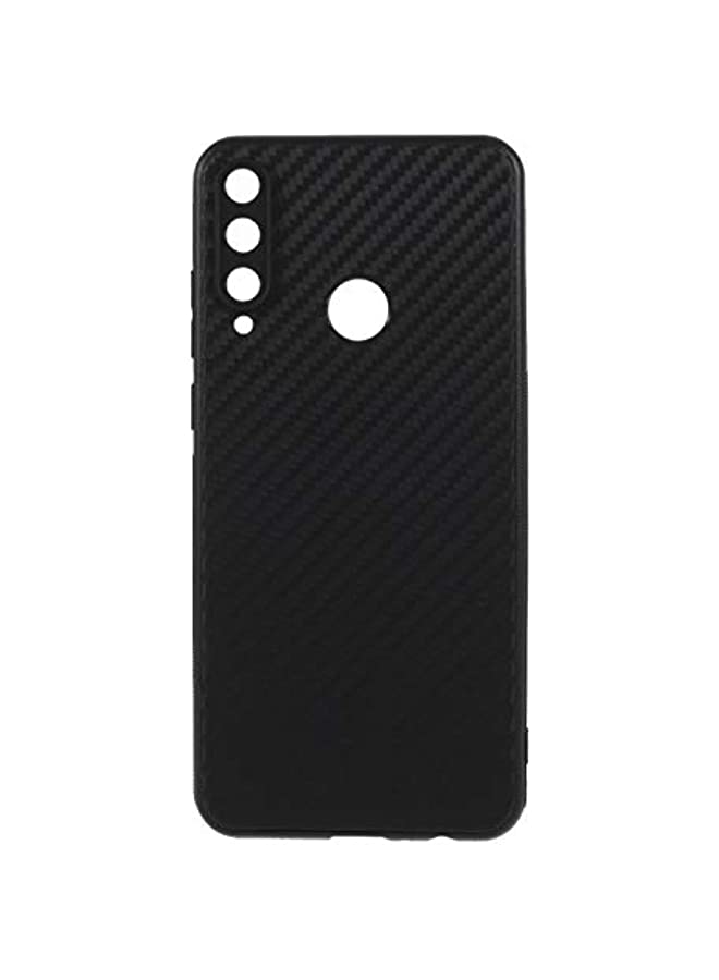 vesus Huawei Y6p Case Cover Carbon Fiber Design TPU Black Soft Slim Flexible Shock Absorbent Protective Case Cover for Huawei Y6p Black