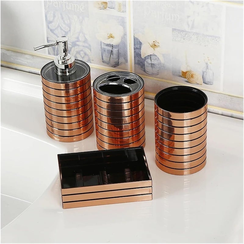 Soap Dispenser Set Set of 4 Plastic Bathroom Accessories Set Toothbrush Holder Toothpaste Dispenser Case Soap Box Toilet Shower Storage(Silver) - Image 3
