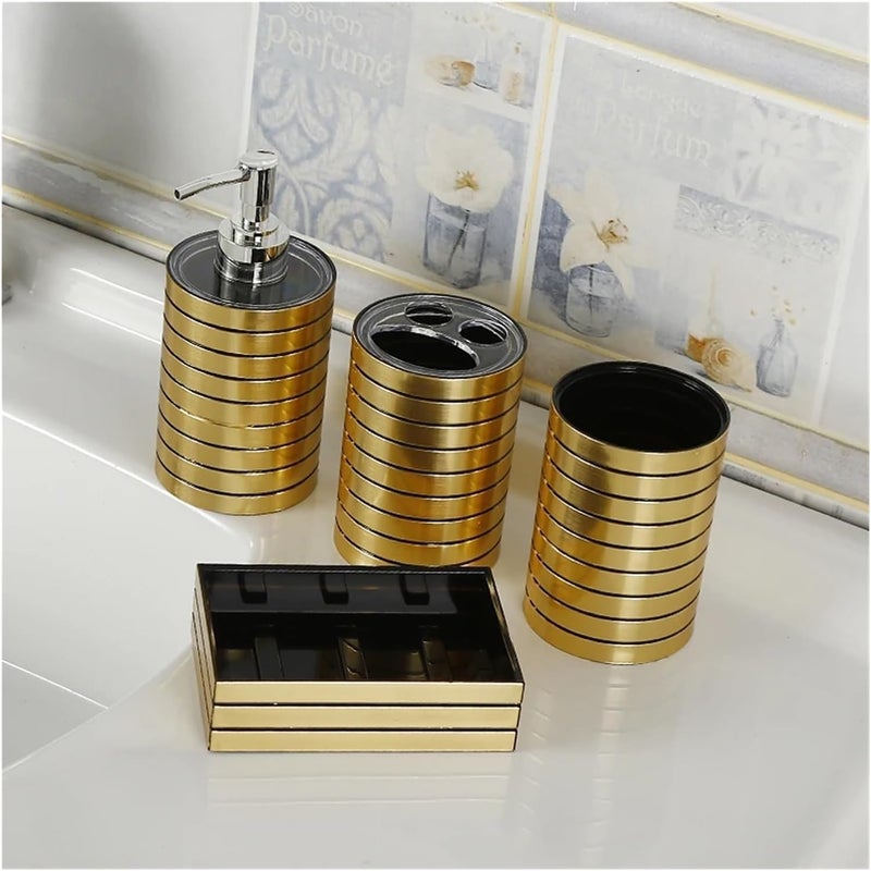 Soap Dispenser Set Set of 4 Plastic Bathroom Accessories Set Toothbrush Holder Toothpaste Dispenser Case Soap Box Toilet Shower Storage(Silver) - Image 2