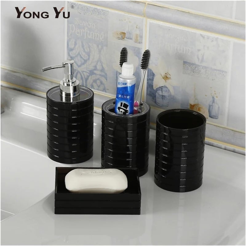 Soap Dispenser Set Set of 4 Plastic Bathroom Accessories Set Toothbrush Holder Toothpaste Dispenser Case Soap Box Toilet Shower Storage(Silver) - Image 5
