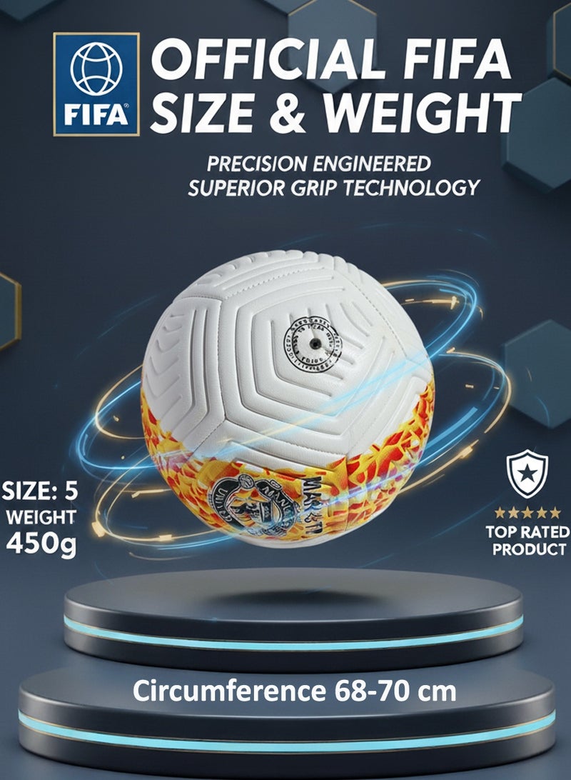 QUTOOB Premium Quality PU Leather Football Size 5, FIFA Standard Bounce | Manchester United Football Design, Ideal for Training, Casual Play and Matches | Durable Air Retention Technology - Image 2