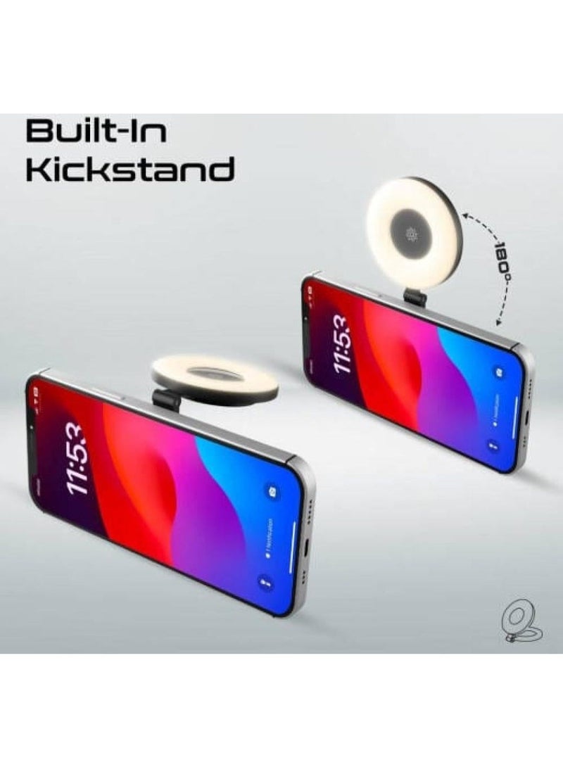 يوفو حلقة إضاءة تصوير مغناطيسية YOUFO Y4880 – قابلة للطي، 3 درجات إضاءة محيطة (دافئة/باردة)، تثبيت MagSafe، وتستخدم كـ مسند هاتف. - Image 1