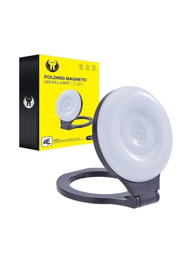 يوفو حلقة إضاءة تصوير مغناطيسية YOUFO Y4880 – قابلة للطي، 3 درجات إضاءة محيطة (دافئة/باردة)، تثبيت MagSafe، وتستخدم كـ مسند هاتف. - Image 3