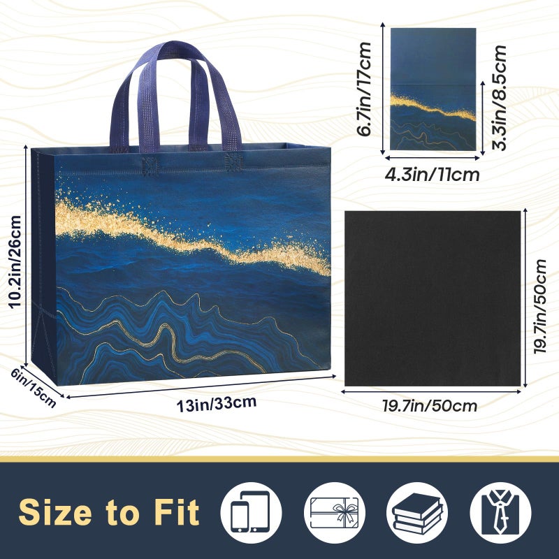 STYPOP 13" Large Gift Bags with Tissue Paper, 2 Pack Reusable Non-woven Happy Birthday Gift Bag with Handles, Perfect Gifts for Men & Women (Black, Blue). - Image 2