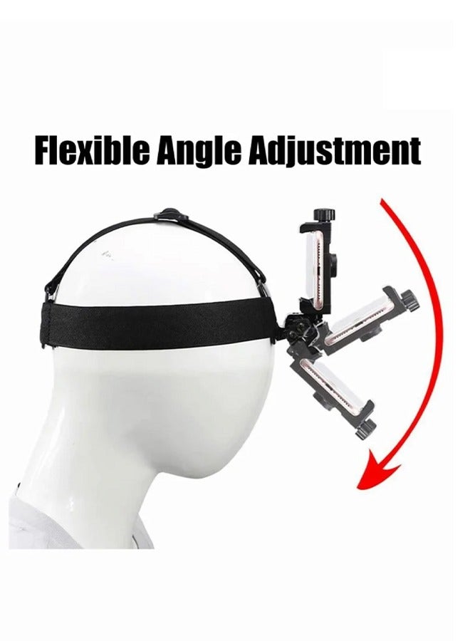 Head-Mounted Mobile Phone Mount, First-Person View Live Shooting Bracket, Holder for Phone (4"-7"), Head Strap Holder Kit Compatible with iPhone Smartphones and Action Camera - Image 2