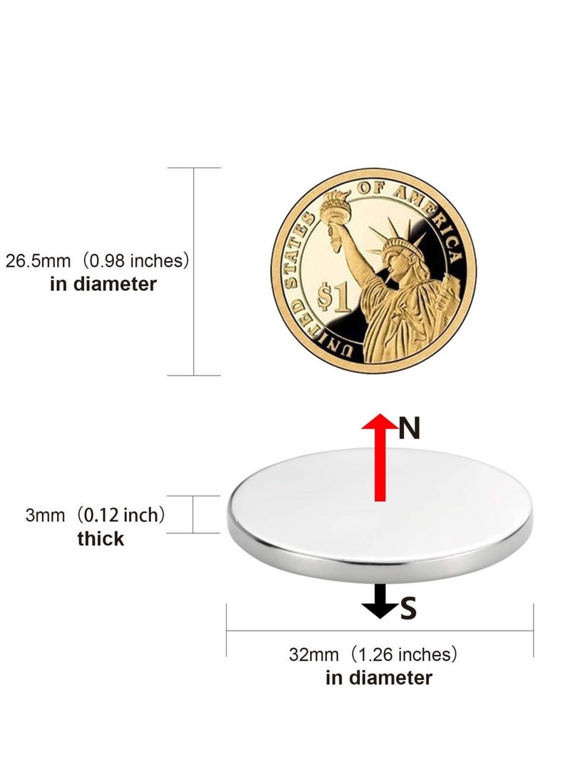 كابتن تيك Super Strong Neodymium Disc Magnets with Epoxy Coating Waterproof Powerful Permanent Rare Earth Magnets 1.26 inch x 1/8 inch Pack of 6 - Image 5