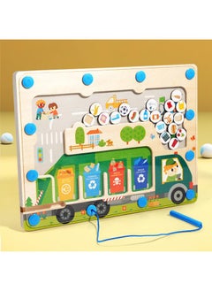 Generic New Children's Wooden Color Classification Magnetic Counting Bead Shifting Magnetic Pen Early Education Educational Toys 