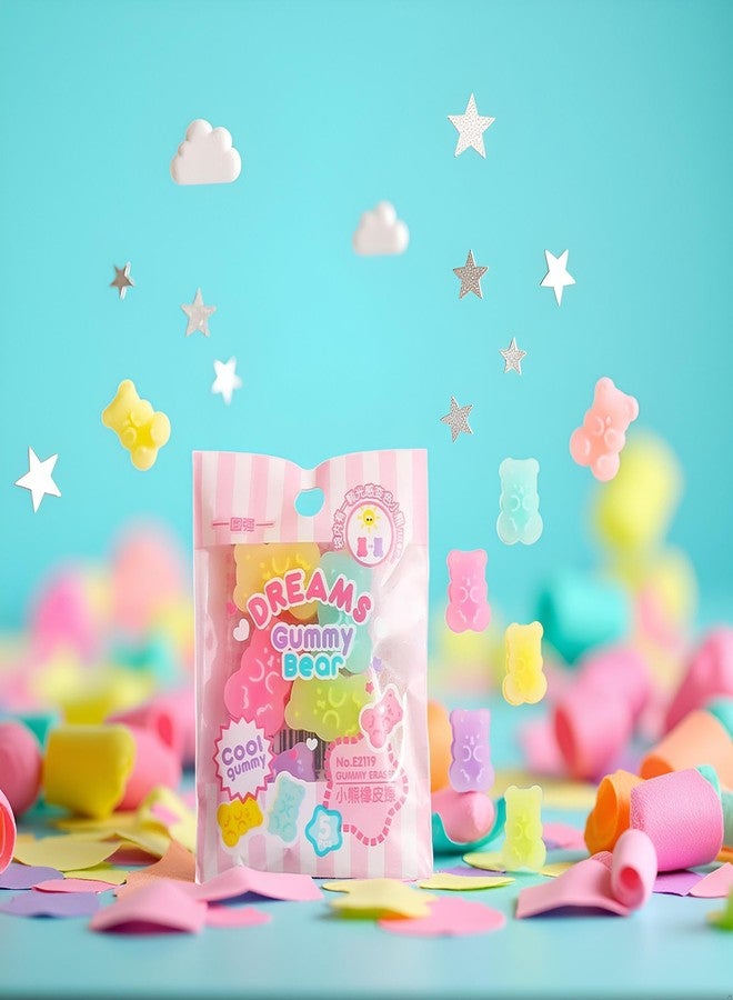 WaigN 5Pcs Colorful Cute Erasers for Kids, Erasers Animals, Interactive Eraser Pets, Cartoon Bear Pencil Erasers, Stationery Supplies or Students, Drawing and Painting Supplies - Image 4