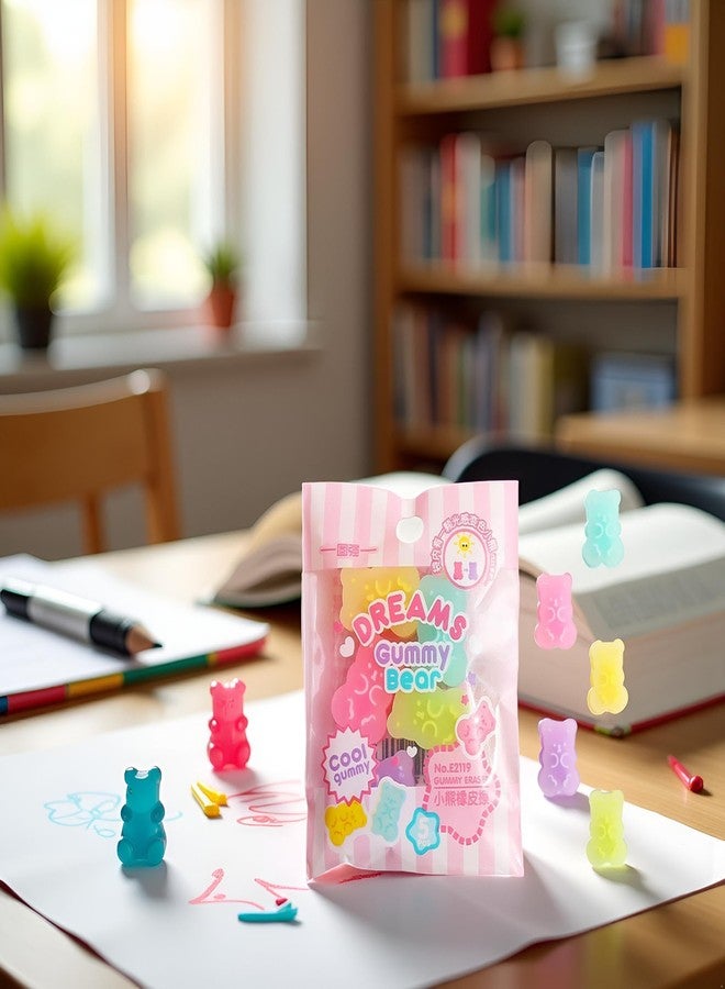 WaigN 5Pcs Colorful Cute Erasers for Kids, Erasers Animals, Interactive Eraser Pets, Cartoon Bear Pencil Erasers, Stationery Supplies or Students, Drawing and Painting Supplies - Image 3