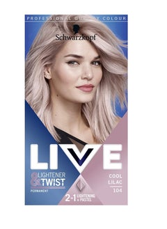 Schwarzkopf LIVE Lightener plus Twist Permanent Purple Hair Dye 2 in 1 Formula Lightens and Colours Up To 3 Levels Cool Lilac 104  - Image 1