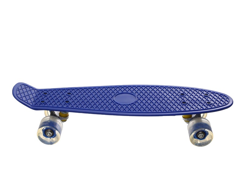 COMPLETE SKATEBOARD WITH COLORFUL LED LIGHT UP WHEELS FOR BEGINNERS 22.5 INCH BLUE