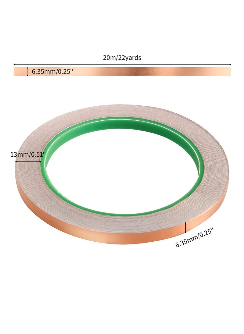 Copper Foil Tape [2 Rolls] (1/4 inch X 22 yd Each) with Dual Conductive Adhesive Copper Tape for Guitar, Electrical Repairs, Arts & Crafts, Stained Glass, Paper Circuits, Soldering, Grounding - pzsku/Z0D72789381110890A5F0Z/45/_/1733383724/67424b56-f1fb-469e-931c-1740ecd49cde