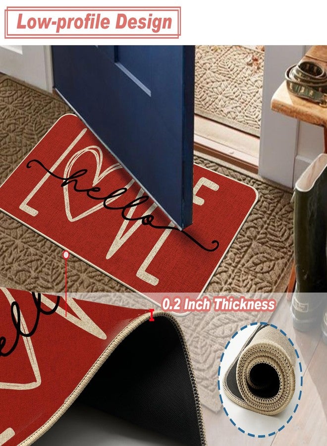 Baccessor Happy Valentines Day Doormat Hello Love Outdoor Outside Welcome Door Mat Non Slip Rubber Backing Entrance Spring Holiday Indoor Front Kitchen Decoration 17 x 29 Inch - Image 5