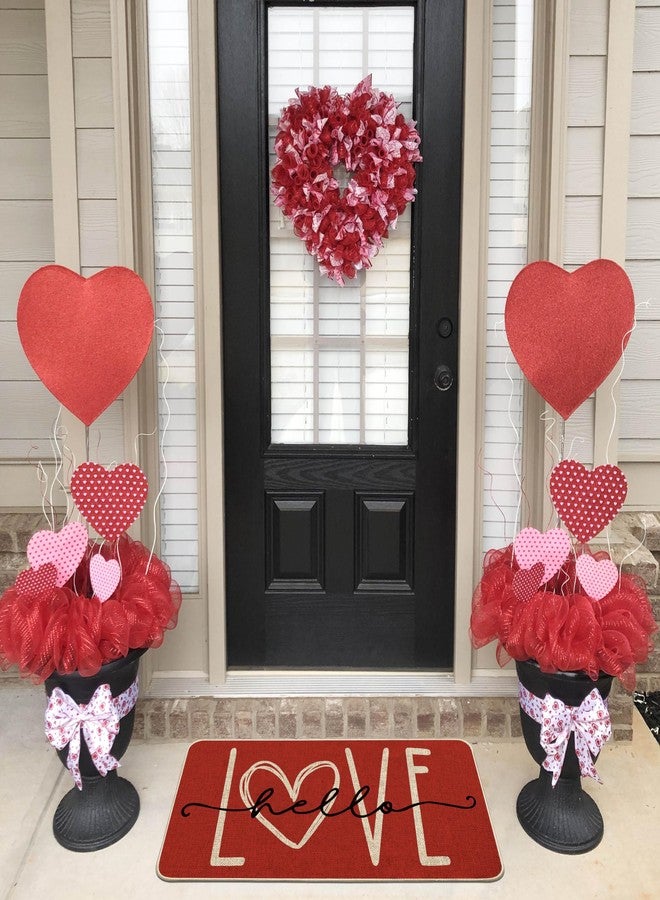 Baccessor Happy Valentines Day Doormat Hello Love Outdoor Outside Welcome Door Mat Non Slip Rubber Backing Entrance Spring Holiday Indoor Front Kitchen Decoration 17 x 29 Inch - Image 3