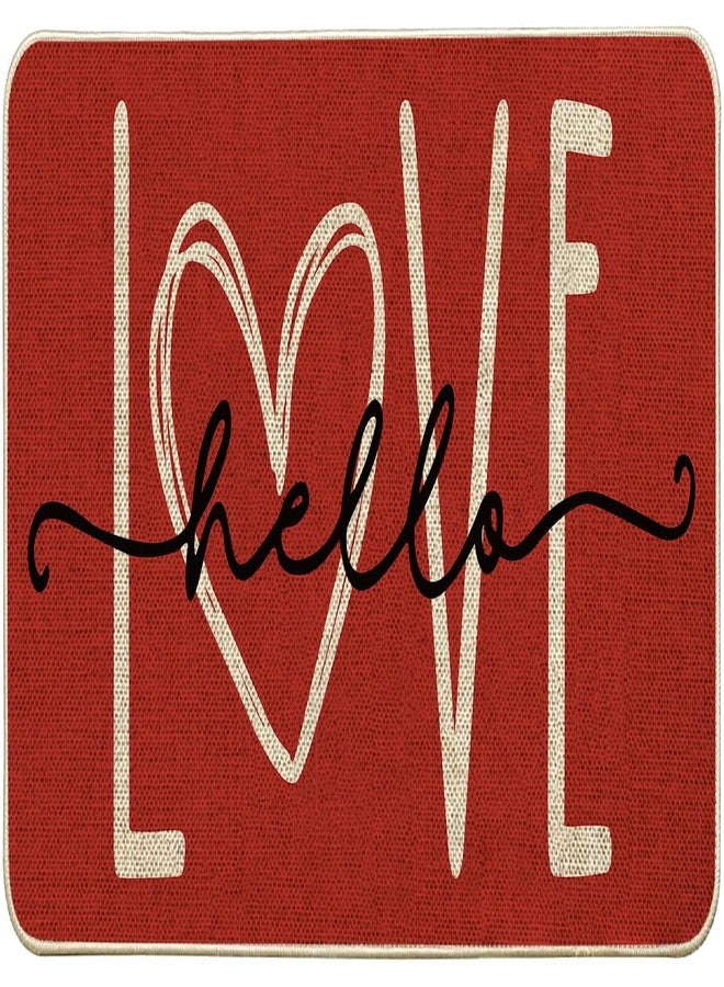 Baccessor Happy Valentines Day Doormat Hello Love Outdoor Outside Welcome Door Mat Non Slip Rubber Backing Entrance Spring Holiday Indoor Front Kitchen Decoration 17 x 29 Inch - Image 1