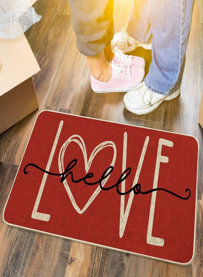 Baccessor Happy Valentines Day Doormat Hello Love Outdoor Outside Welcome Door Mat Non Slip Rubber Backing Entrance Spring Holiday Indoor Front Kitchen Decoration 17 x 29 Inch - Image 2