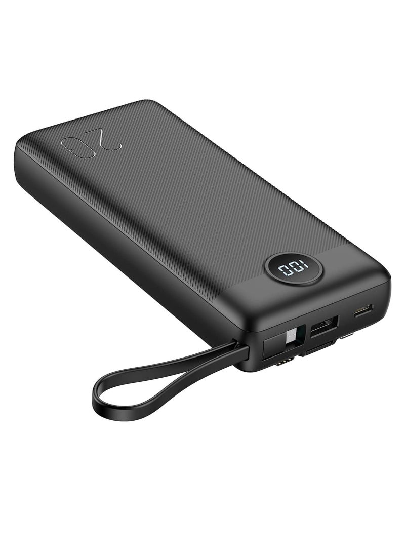 Generic - Portable Power Bank 20000mAh built-in cables, QI Fast Charge Slim Power Bank 20000mAh, Digital Display Power Bank 20000mAh for Iphone,Samsung - Image 1