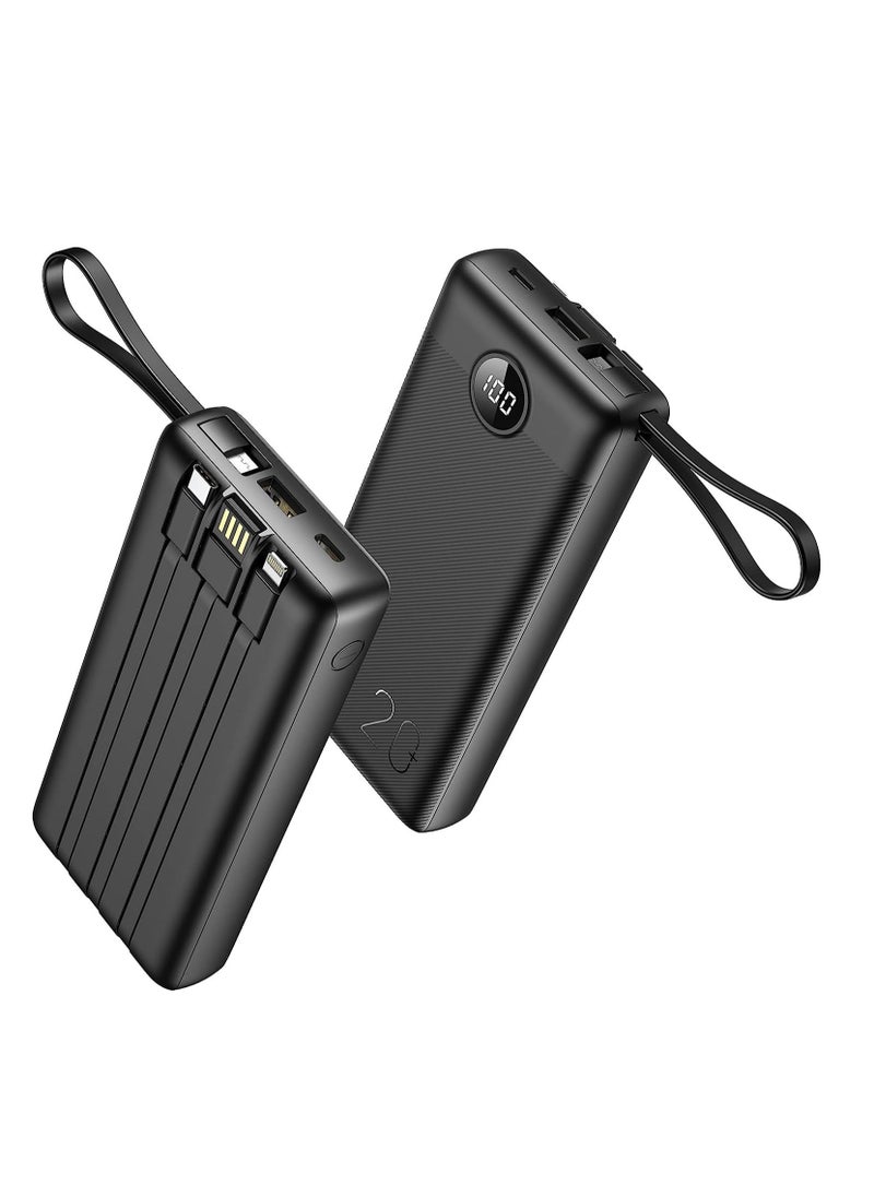 Generic - Portable Power Bank 20000mAh built-in cables, QI Fast Charge Slim Power Bank 20000mAh, Digital Display Power Bank 20000mAh for Iphone,Samsung - Image 1