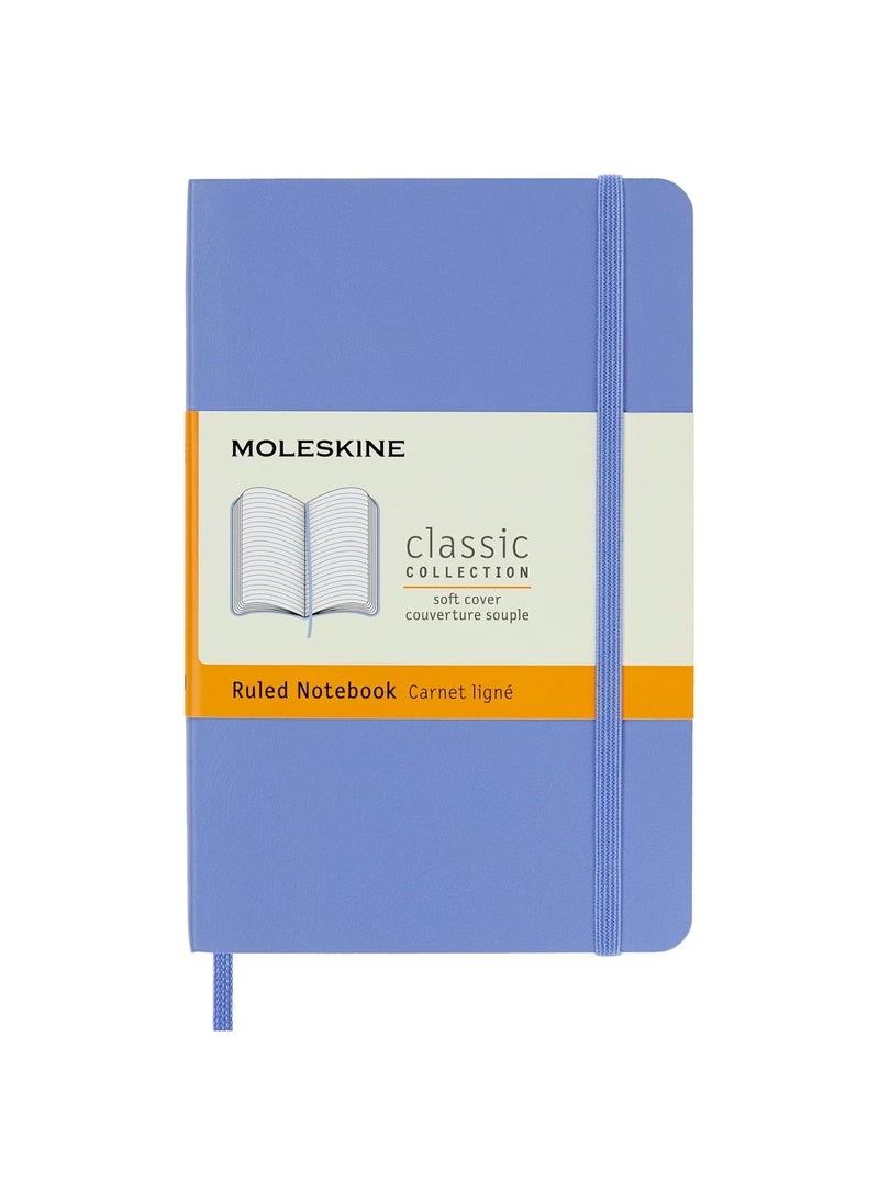 MOLESKINE 1-Piece Classic Pocket Size Soft Cover Ruled Notebook 9x14cm Size Hydrangea Blue  - Image 1