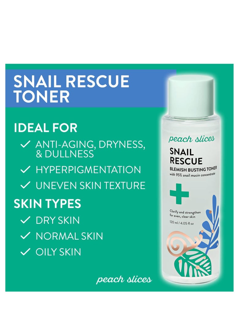 Peach Slices - Peach Slices | Snail Rescue Blemish Busting Toner | 95% Snail Mucin | Pore Cleaner | Hydrates & Balances | Korean Skin Care | CICA | Hyaluronic Acid | Non-Comedogenic | Cruelty-Free | 4.05 oz - Image 1