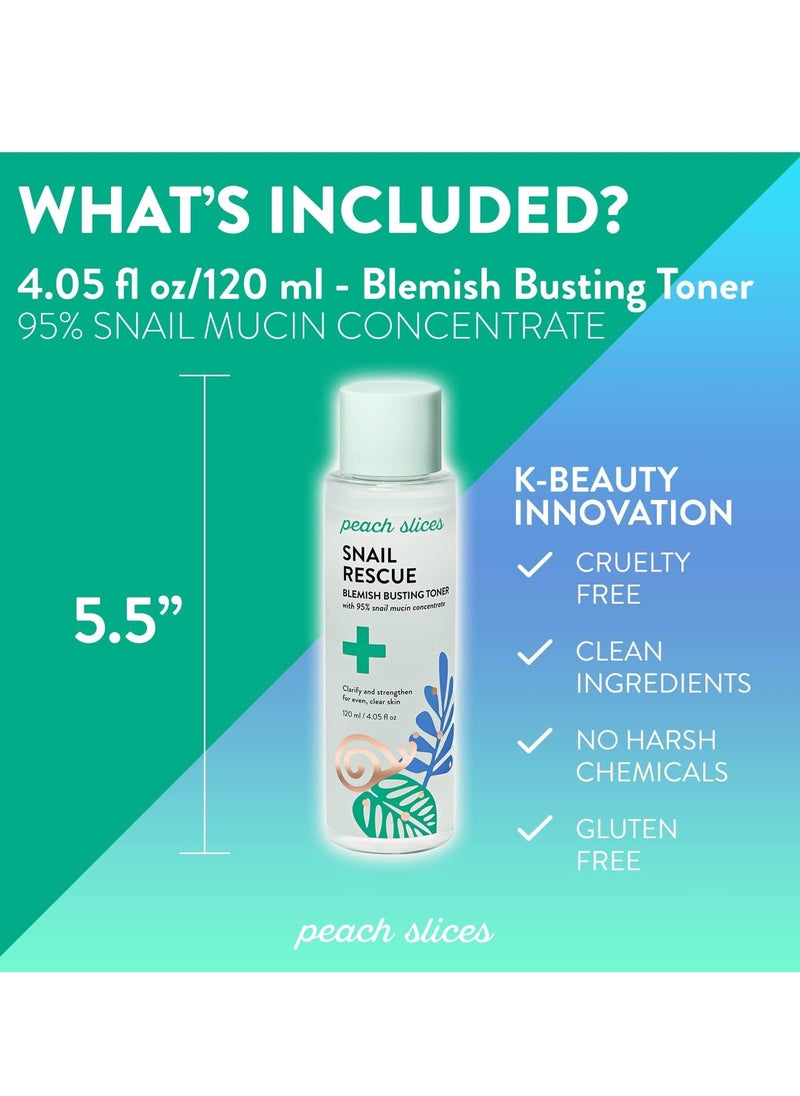 Peach Slices - Peach Slices | Snail Rescue Blemish Busting Toner | 95% Snail Mucin | Pore Cleaner | Hydrates & Balances | Korean Skin Care | CICA | Hyaluronic Acid | Non-Comedogenic | Cruelty-Free | 4.05 oz - Image 1