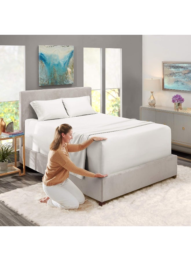 Nestl Extra Deep Pocket Fitted Sheet - Ultra Deep Pocket Bed Sheet Set – Super Deep Pocket 4 Piece Set - Extra Deep Fitted Sheets - 60 x 80 inches - Extra Deep Pocket Queen Size Sheets – White - Image 2