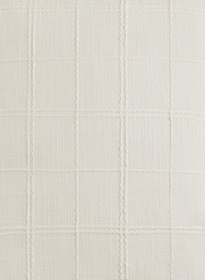 ZeeMart Linen Checked Throw Pillow Covers Set of 2, 18x18 Inch Ivory/Cream, Farmhouse Decorative Single Sided Grid Embroidered Couch Pillow Cases Off White Cotton Linen Cushion Covers - Image 4