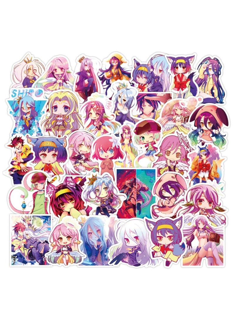 Generic - 50pcs Anime No Game No Life Stickers Car Sticker for Snowboard Motorcycle Bicycle Phone Computer DIY Keyboard Car Window Bumper Wall Luggage Decal Graffiti Patches No Game No Life - Image 1